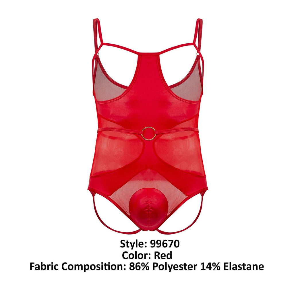 CandyMan Men's Underwear 99670 Harness Bodysuit Color Red