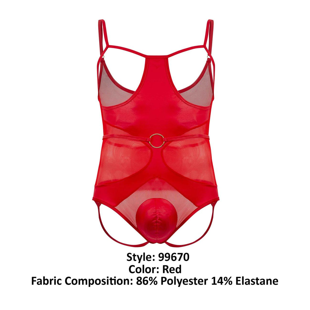 CandyMan Men's Underwear 99670 Harness Bodysuit Color Red