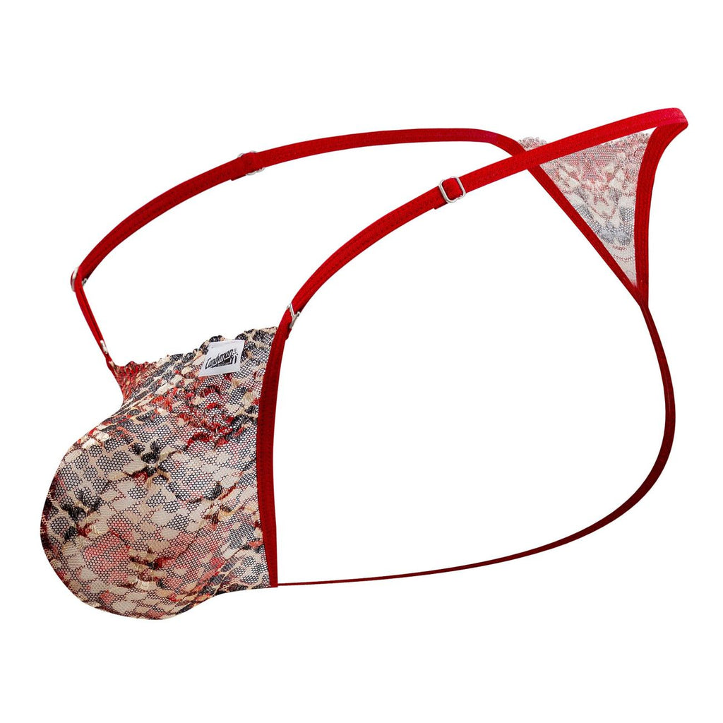 CandyMan Men's Underwear 99685 Lace Thongs Color Red-Print