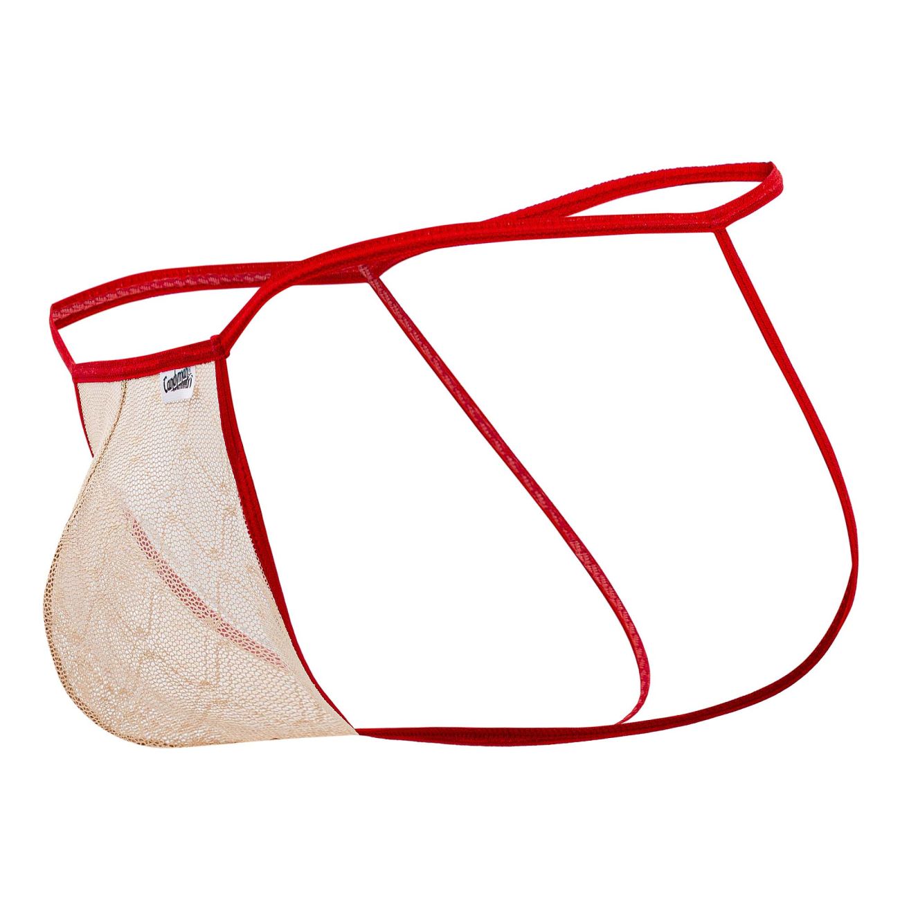 CandyMan 99709 Micro Lace Jockstrap Color Beige-Red