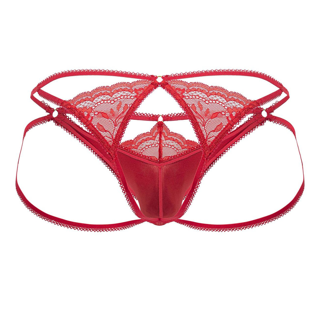 CandyMan 99770 Lace Jock Thongs Color Red