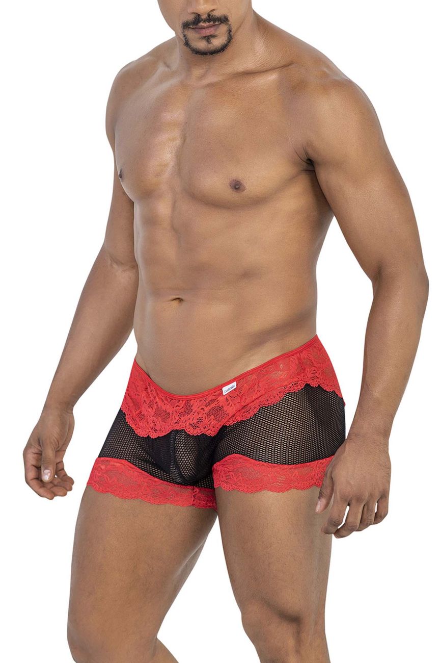 CandyMan Men's Underwear 99779 Mesh Lace Trunks Color Black
