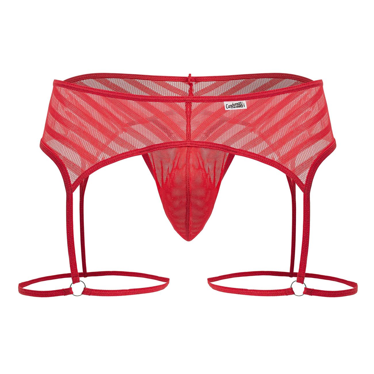 CandyMan 99792 Mesh Garter Thongs Color Red