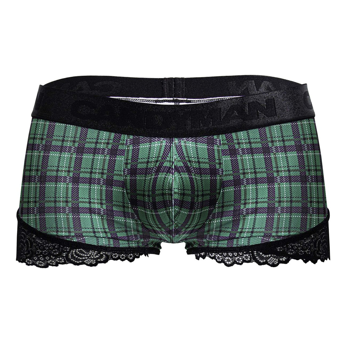 CandyMan Men's Underwear 99821 Back to School Trunks Color Green Plaid