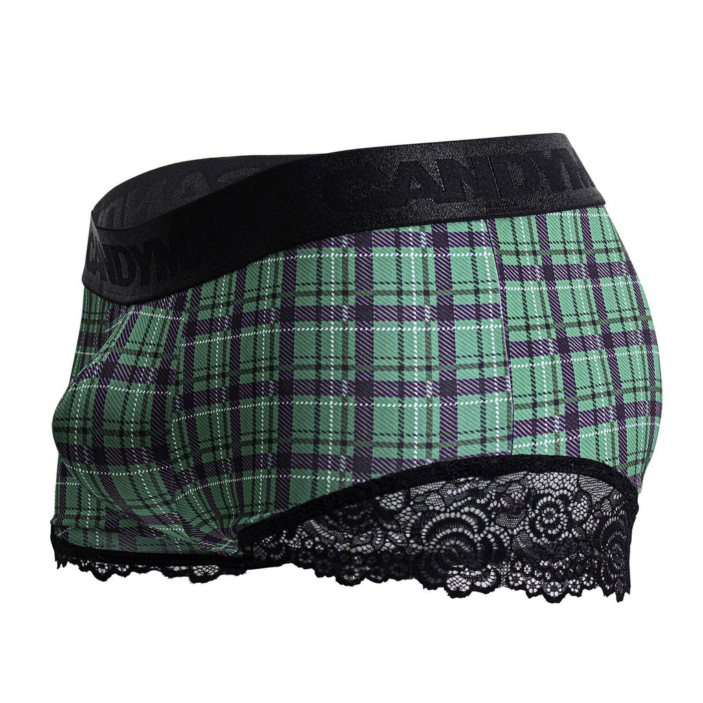 CandyMan Men's Underwear 99821 Back to School Trunks Color Green Plaid