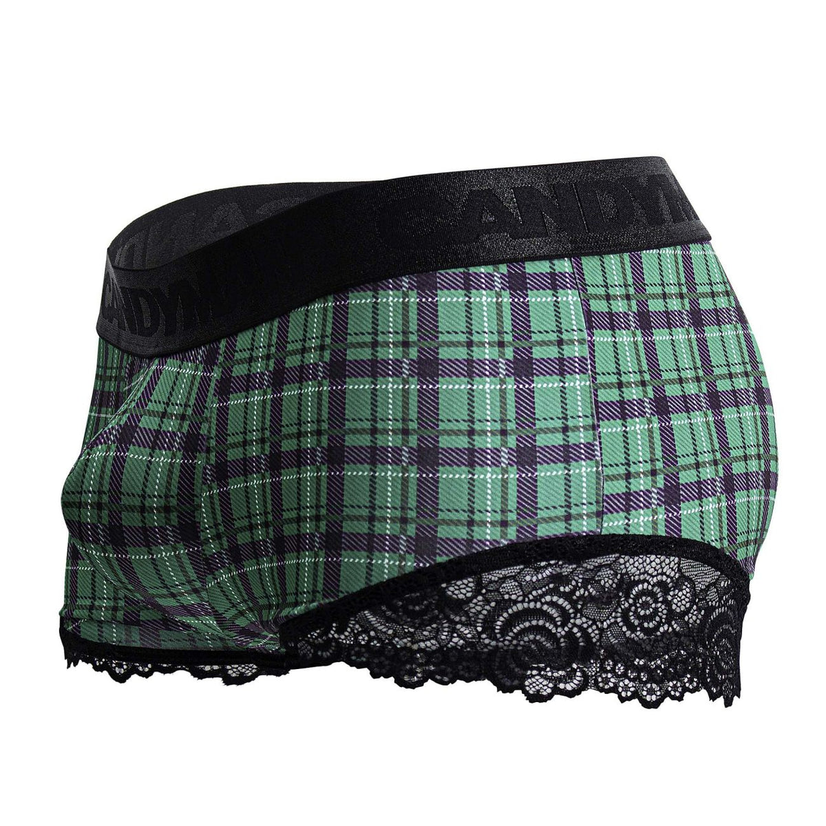 CandyMan Men's Underwear 99821 Back to School Trunks Color Green Plaid
