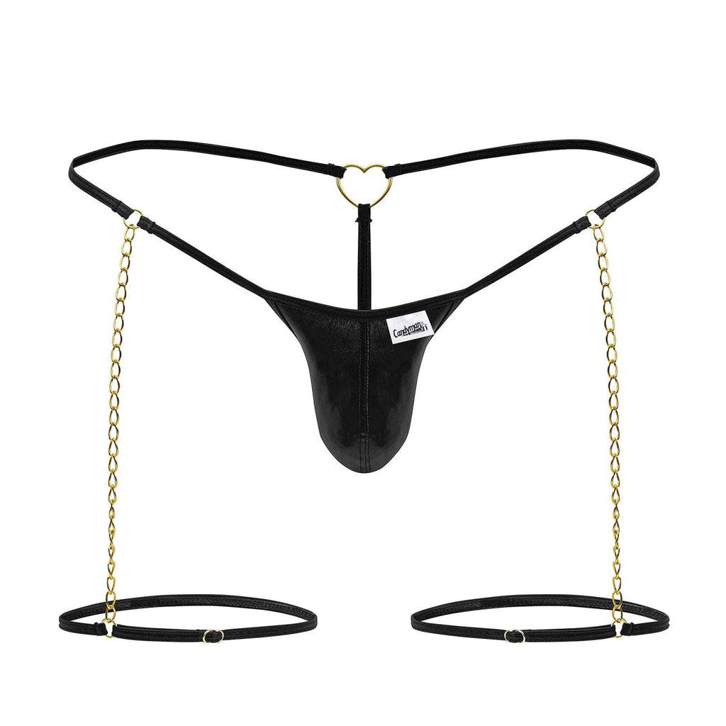 CandyMan 99827 Chain-Garter Thongs Color Black