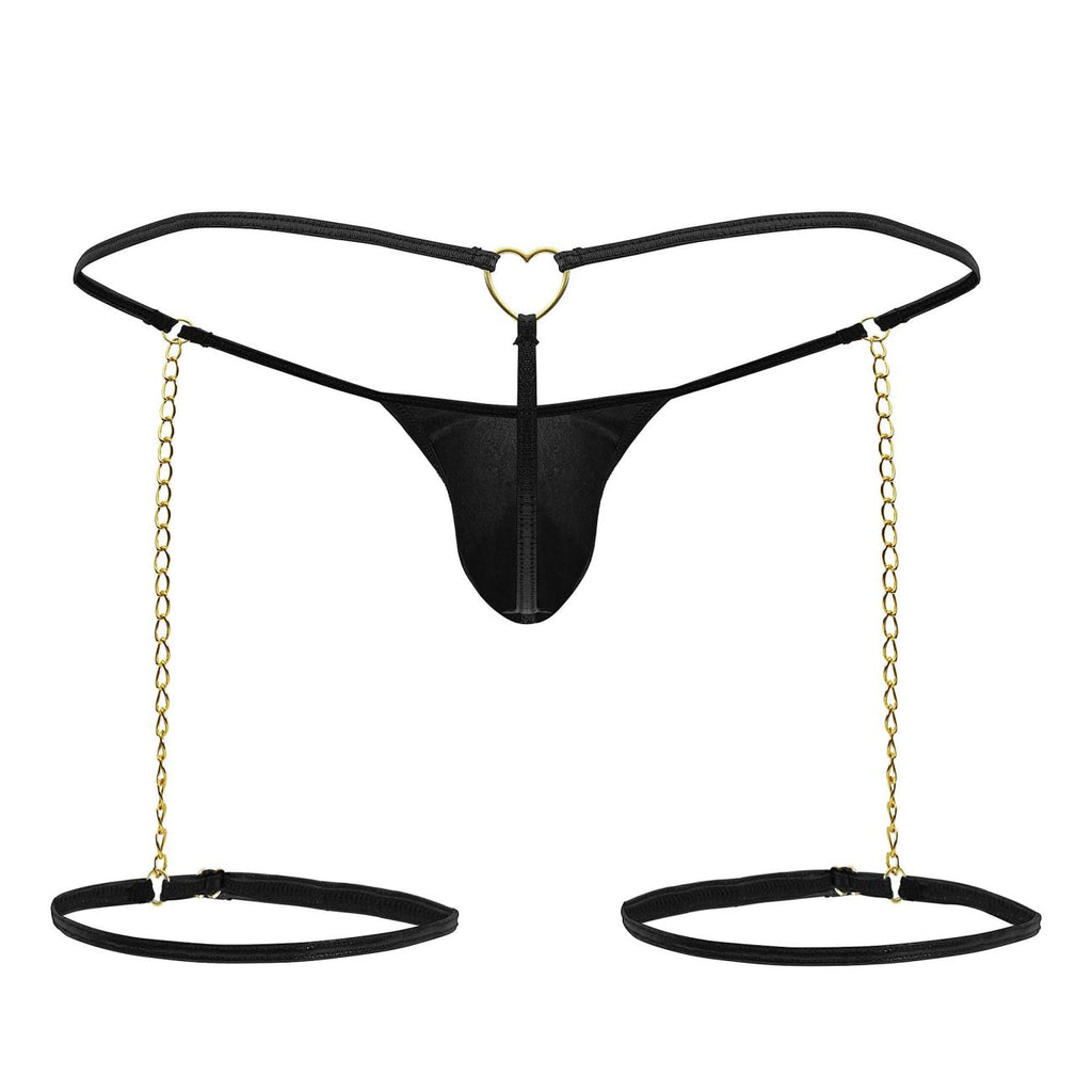 CandyMan 99827 Chain-Garter Thongs Color Black