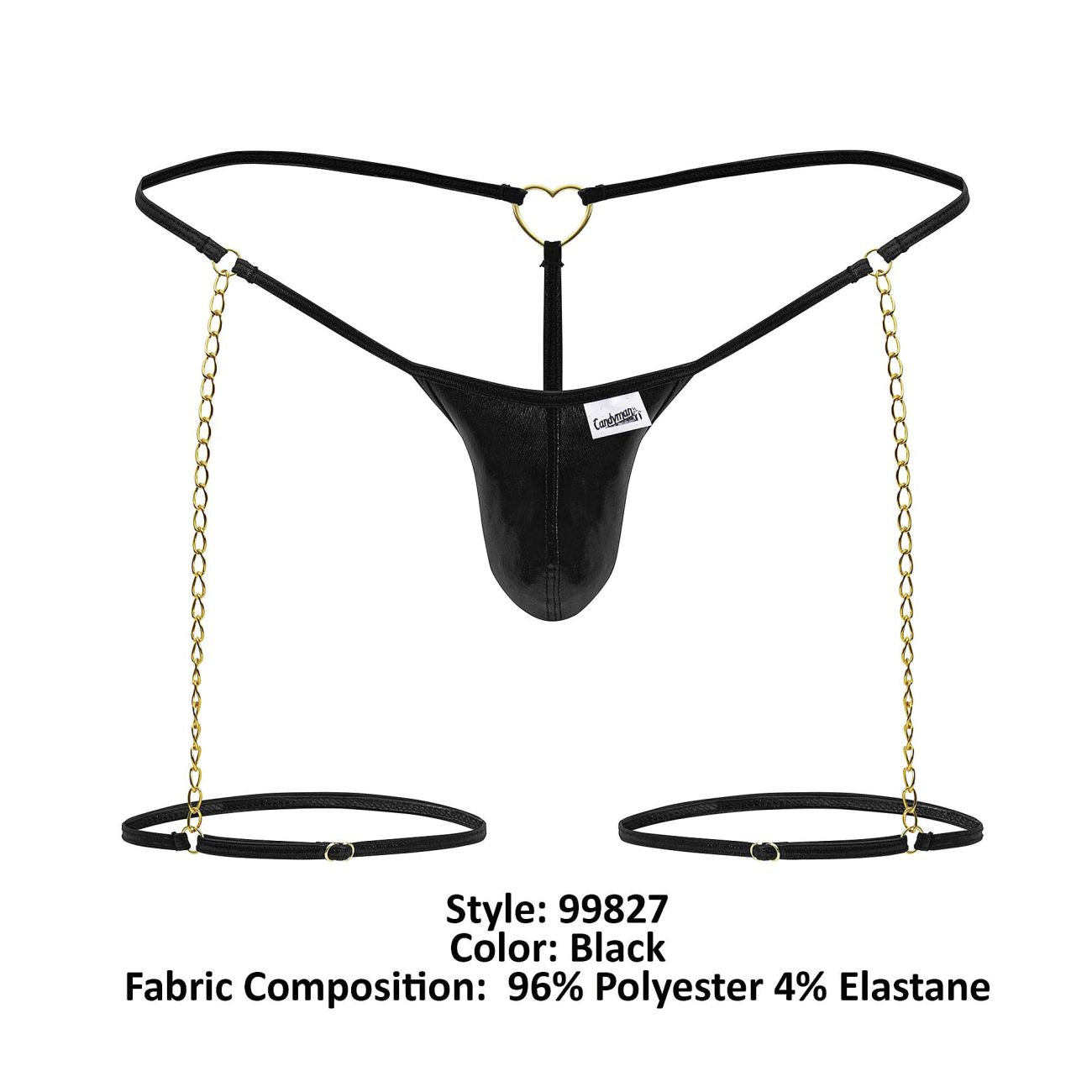 CandyMan 99827 Chain-Garter Thongs Color Black