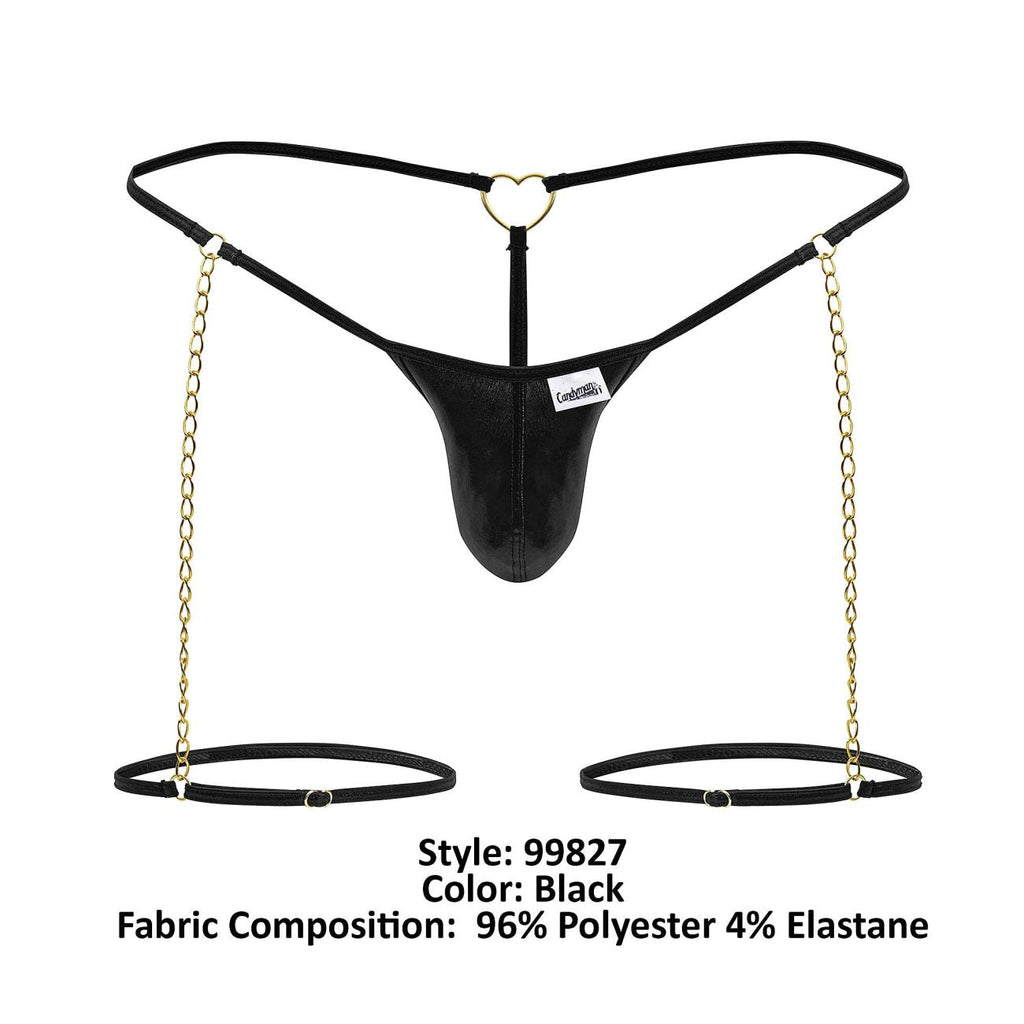 CandyMan 99827 Chain-Garter Thongs Color Black