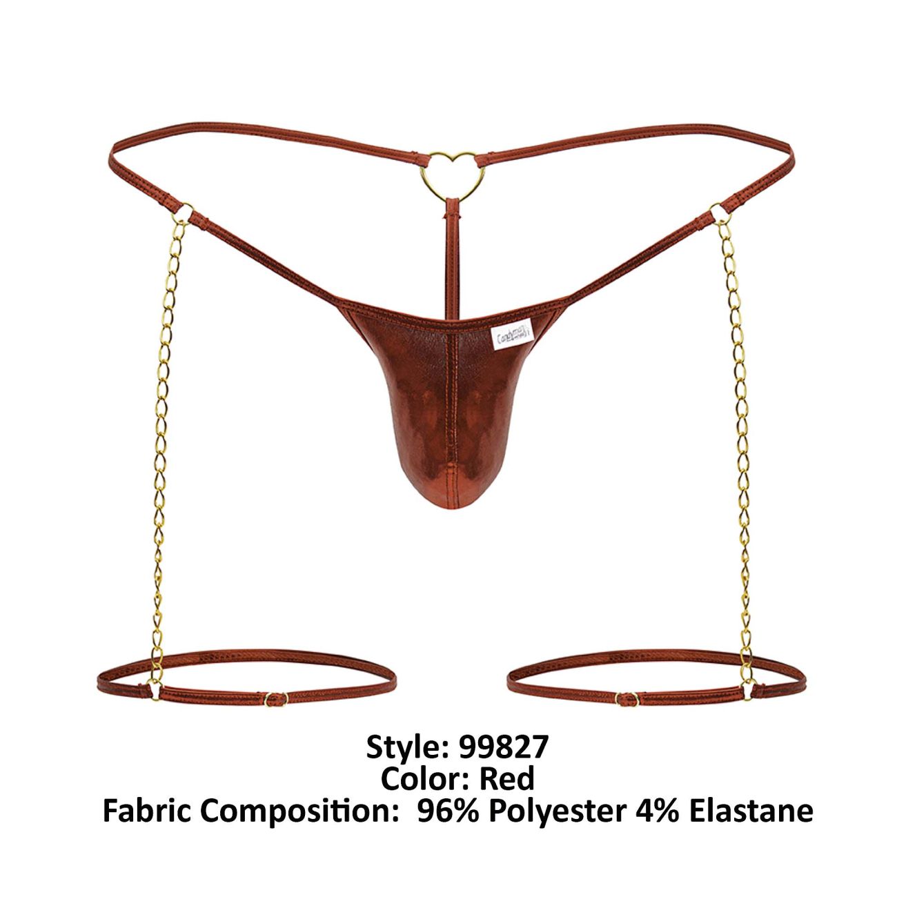 CandyMan 99827 Chain-Garter Thongs Color Red
