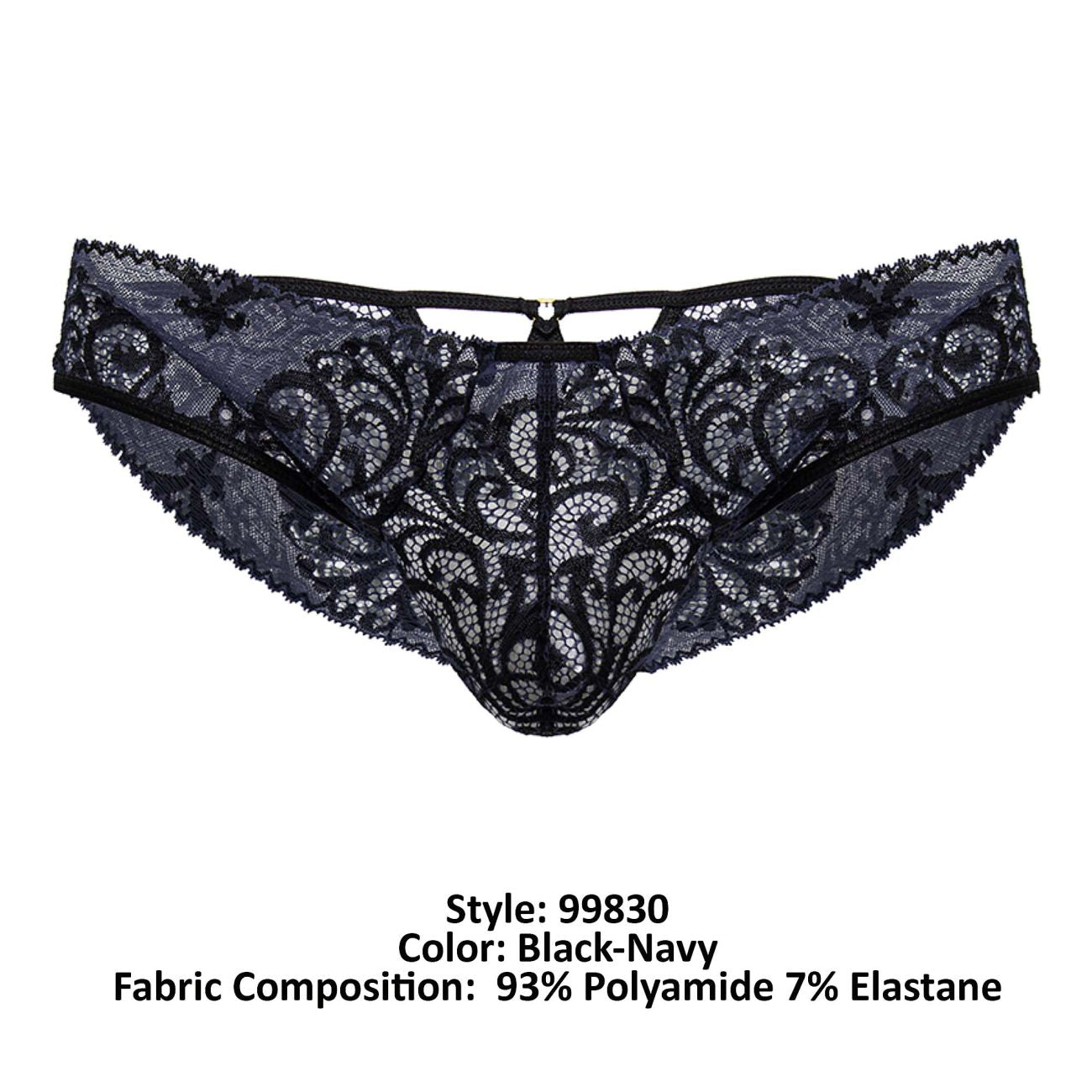 CandyMan 99830 Lace Briefs Color Black-Navy