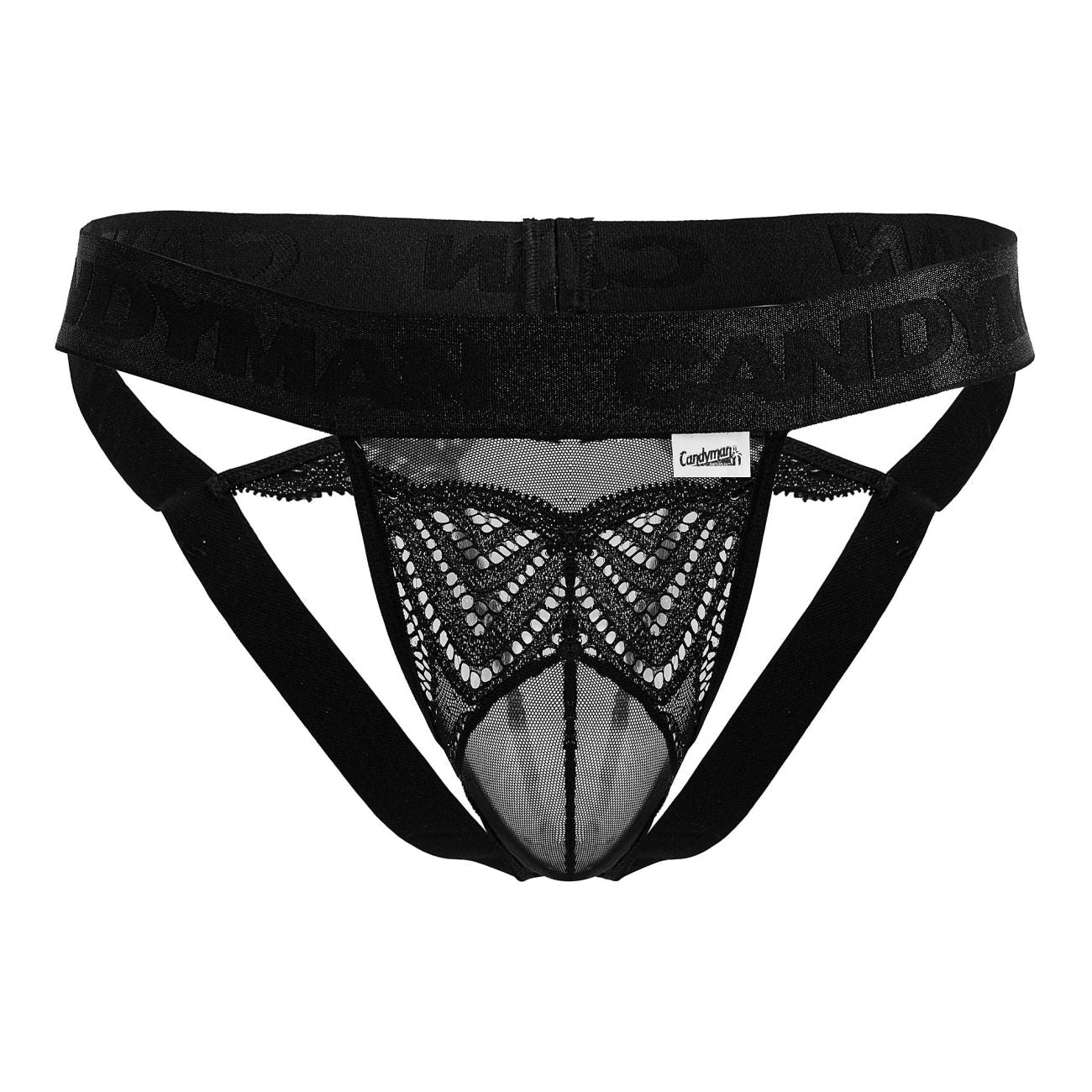 CandyMan 99849 Lace-Mesh Thongs Color Black