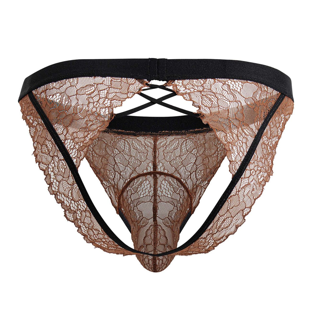 CandyMan 99853 Lace Jockstrap Color Black-Terracotta
