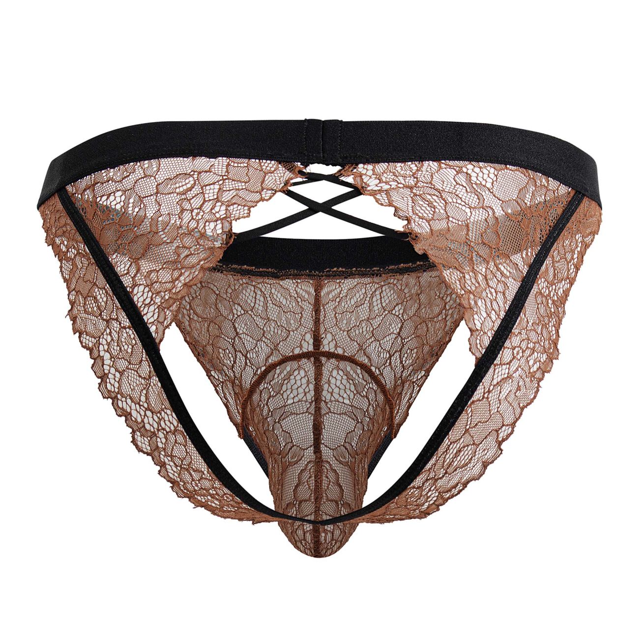CandyMan 99853 Lace Jockstrap Color Black-Terracotta