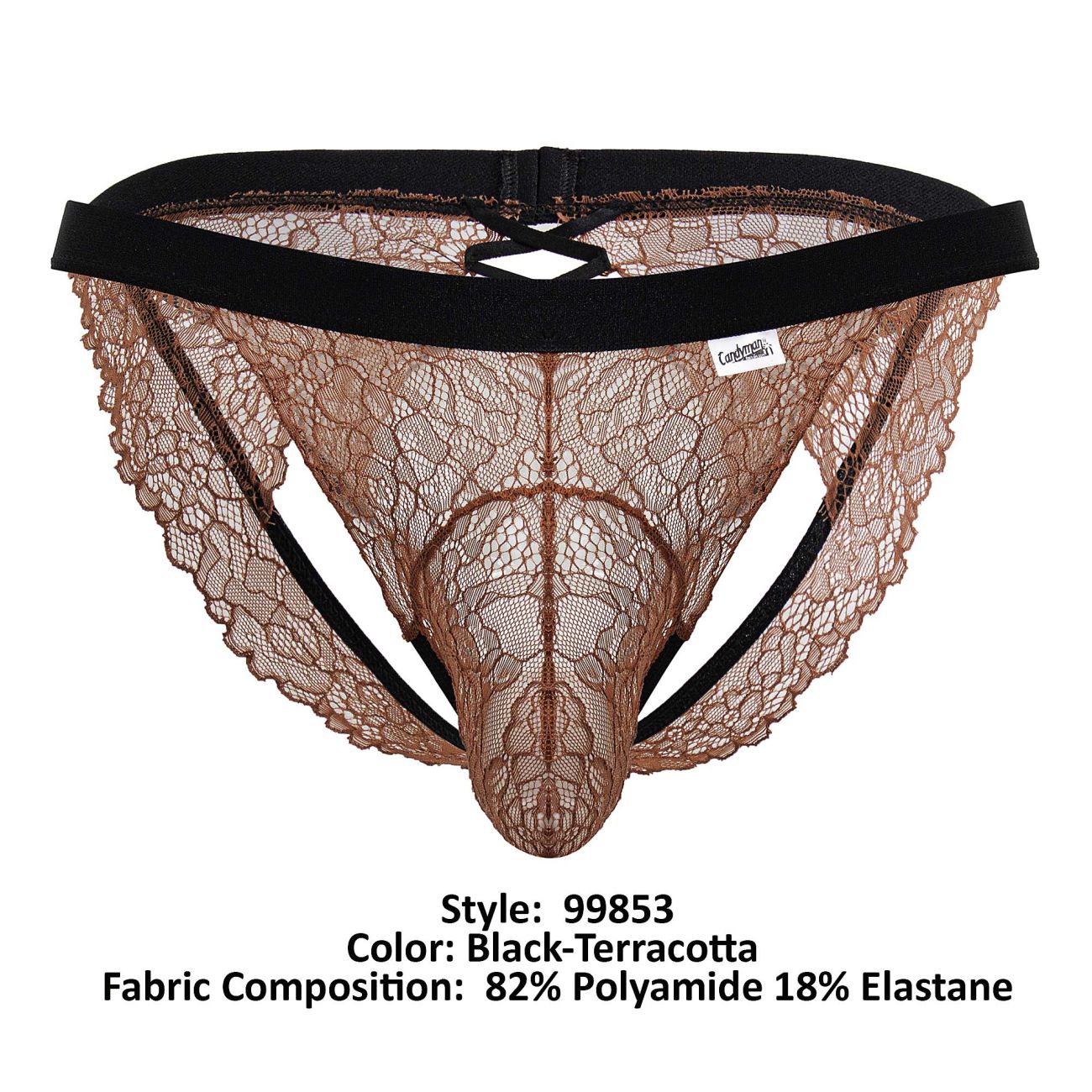 CandyMan 99853 Lace Jockstrap Color Black-Terracotta
