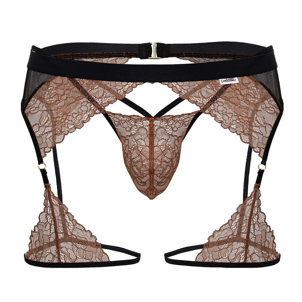 CandyMan 99854 Lace-Garter Outfit Color Black-Terracotta