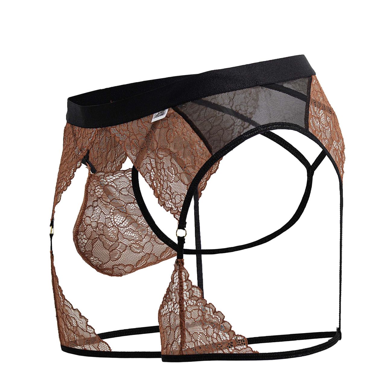 CandyMan 99854 Lace-Garter Outfit Color Black-Terracotta