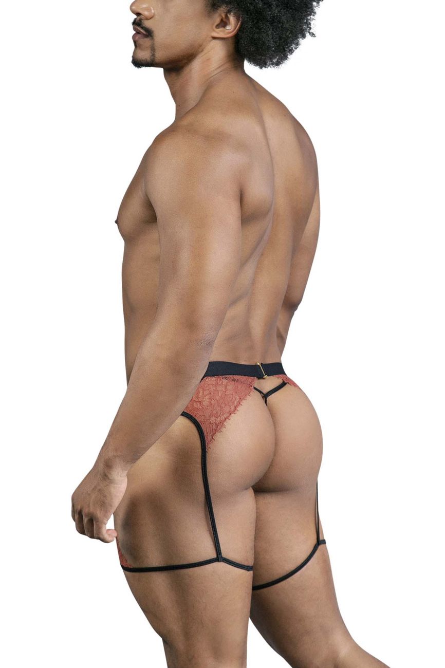 CandyMan 99854 Lace-Garter Outfit Color Black-Terracotta