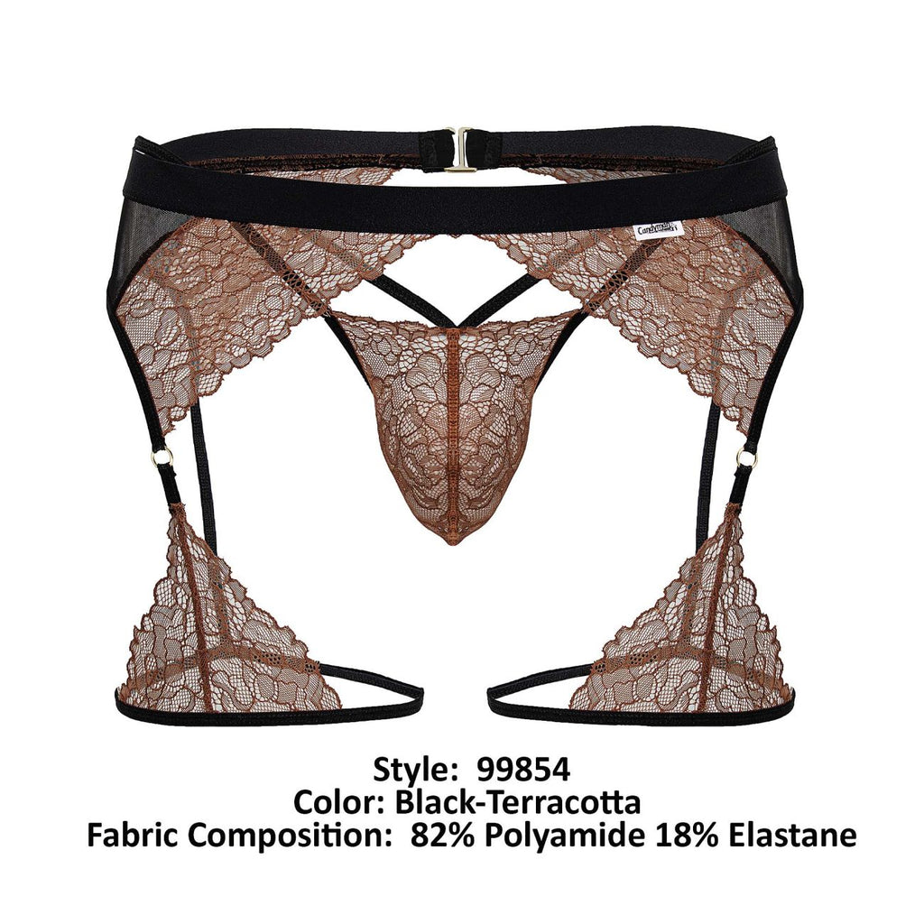 CandyMan 99854 Lace-Garter Outfit Color Black-Terracotta