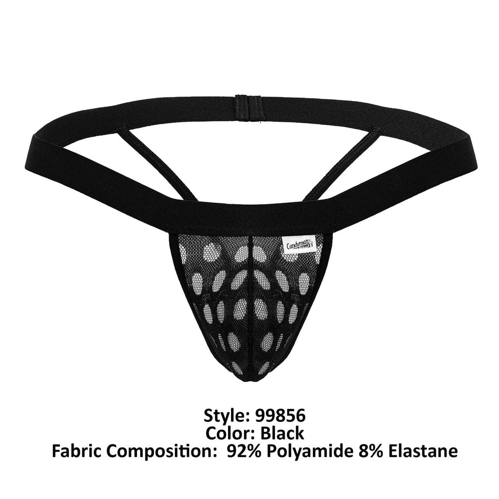 CandyMan 99856 Polka Mesh Thongs Color Black