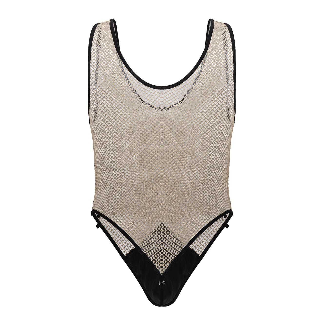 CandyMan 99858 Fishnet Bodysuit Color Beige-Black