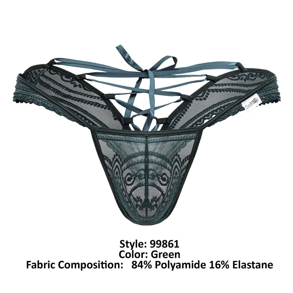 CandyMan 99861 Lace Thongs Color Green