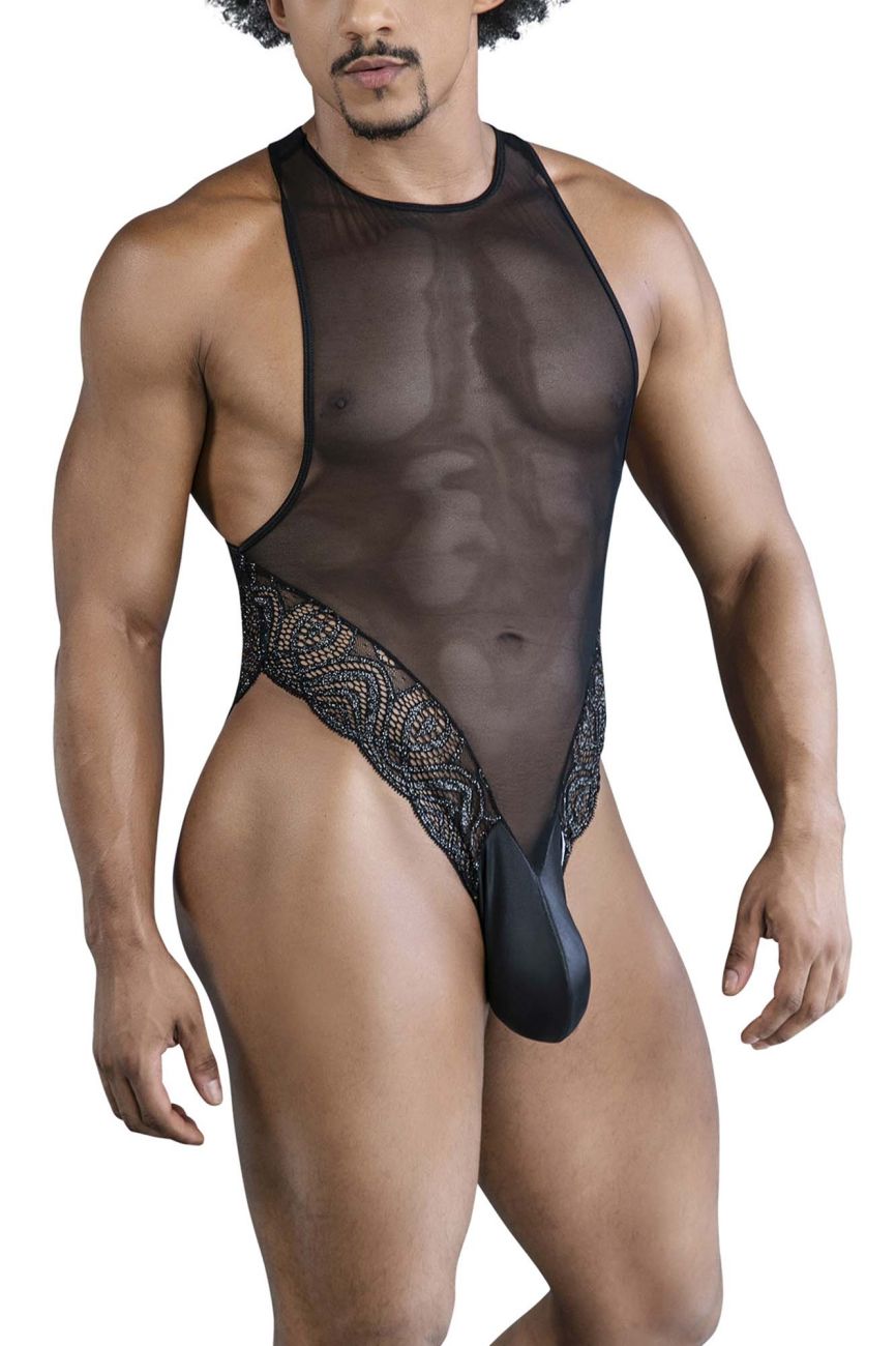 CandyMan 99864 Lace-Mesh Bodysuit Color Black