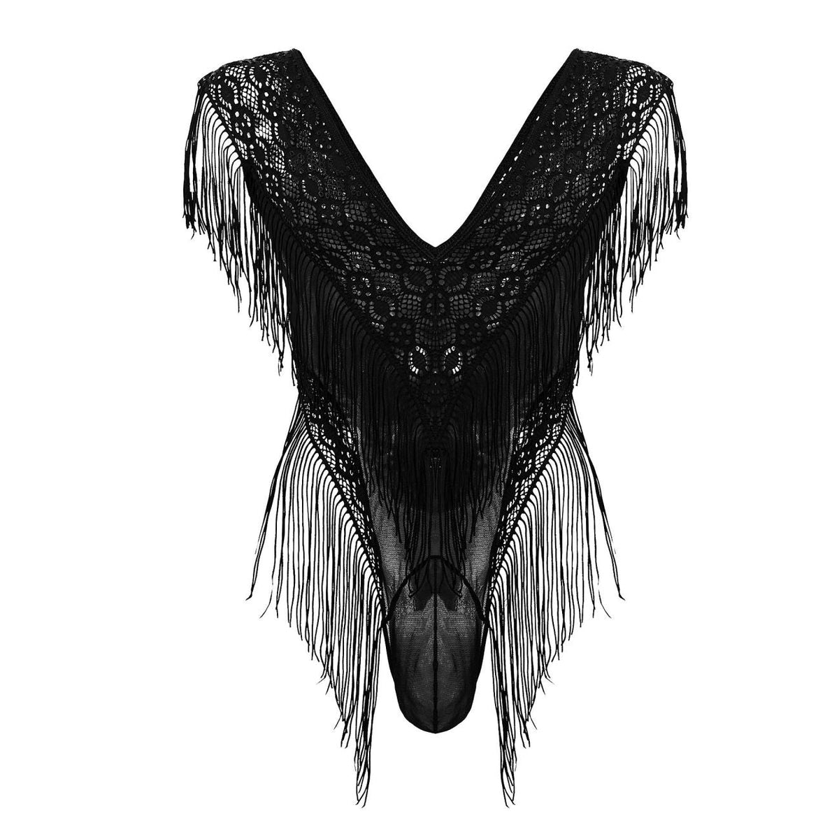 CandyMan Men's Underwear 99865 Lace-Mesh Bodysuit Color Black