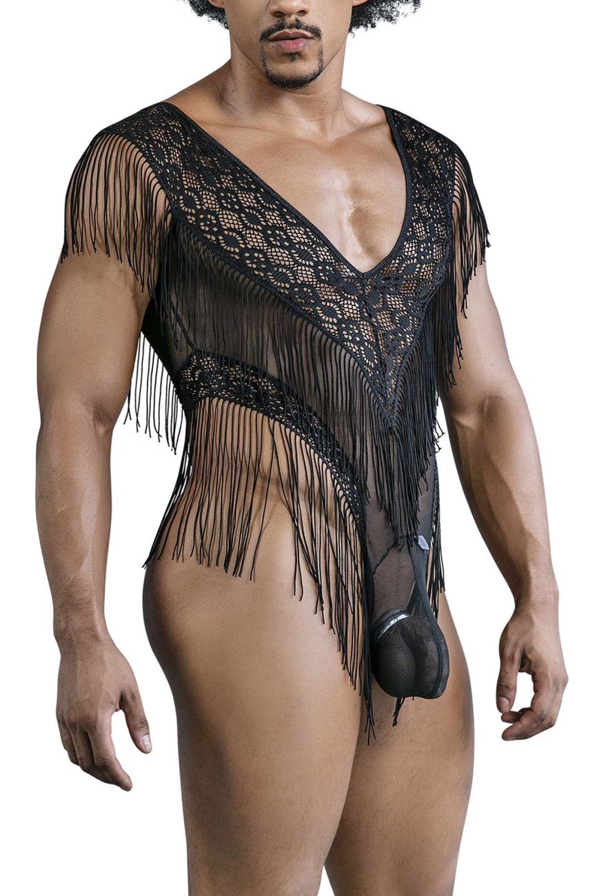 CandyMan 99865 Lace-Mesh Bodysuit Color Black