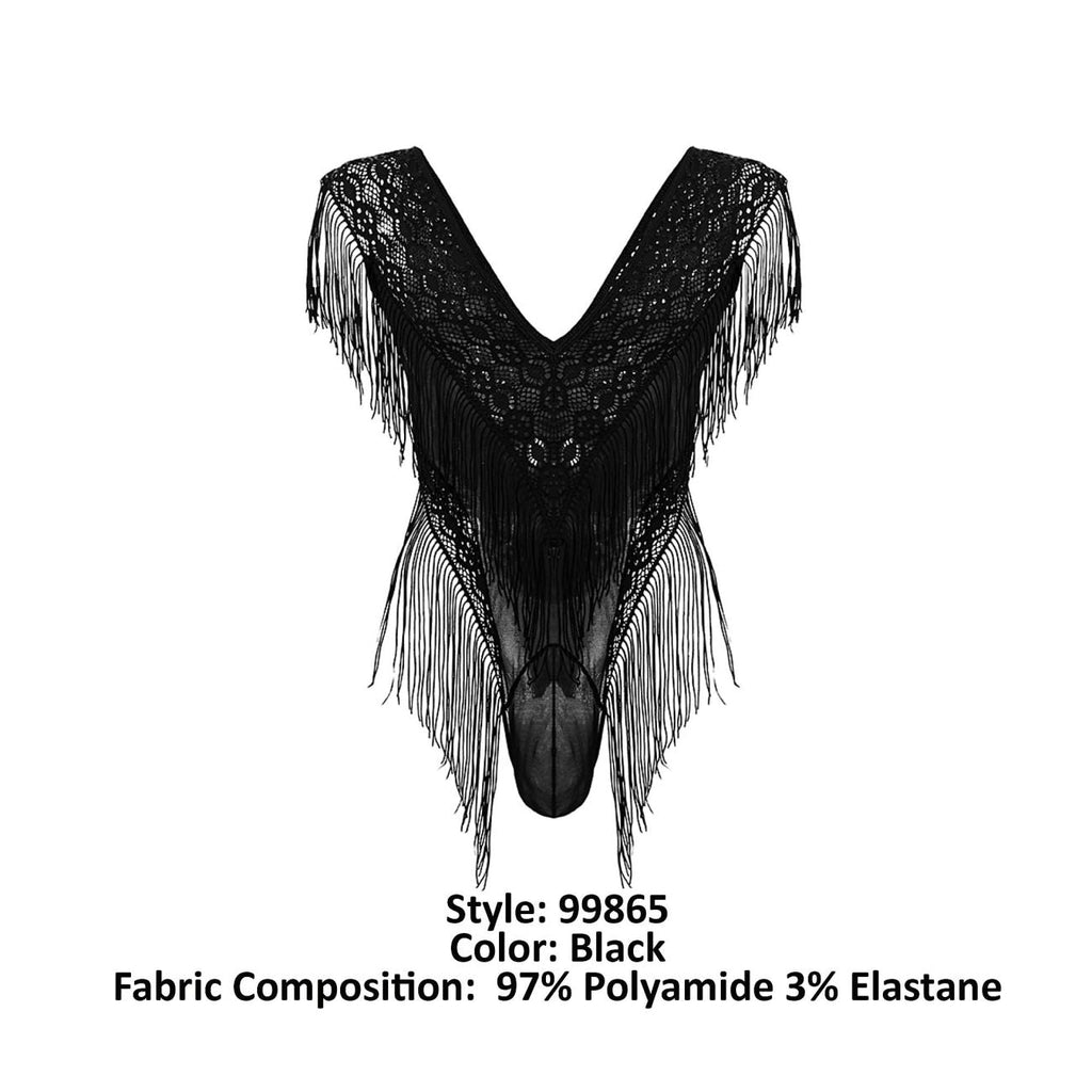 CandyMan 99865 Lace-Mesh Bodysuit Color Black