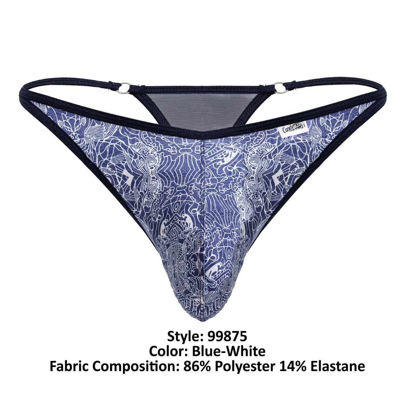CandyMan 99875 Water prints Thongs Color Blue-White