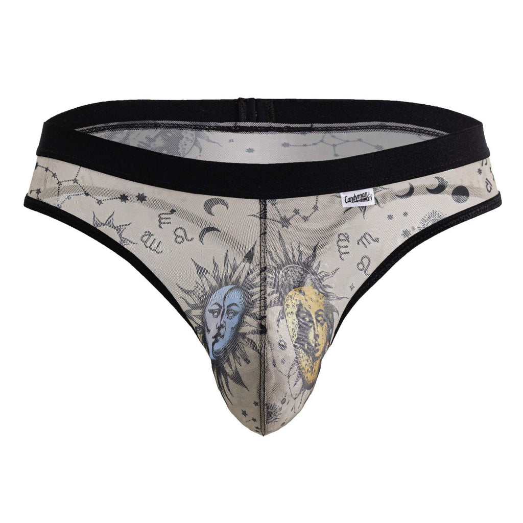 CandyMan 99885 Sun Moon Thongs Color Nude-Black