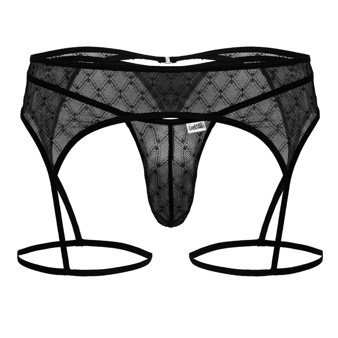 CandyMan 99898 Geometric Mesh Thongs Color Black