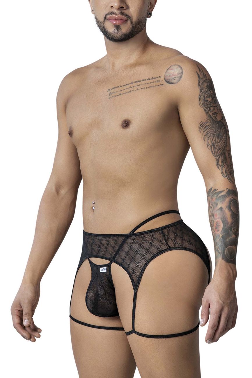 CandyMan 99898 Geometric Mesh Thongs Color Black