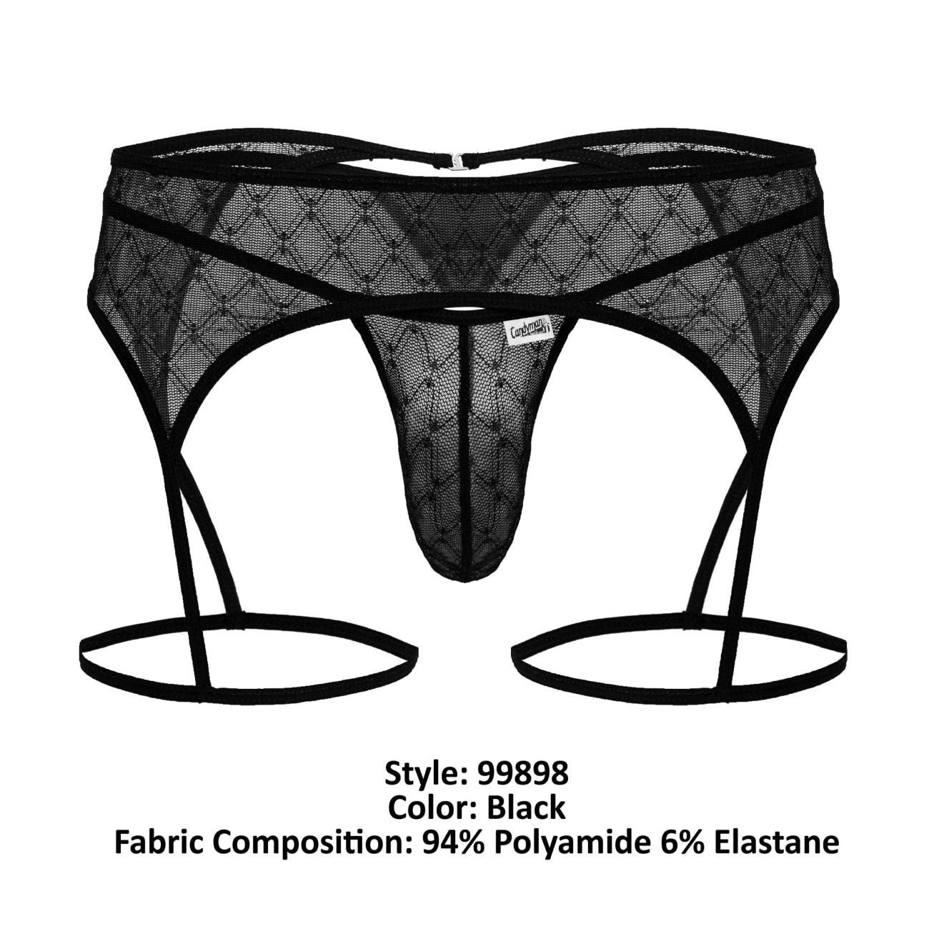 CandyMan 99898 Geometric Mesh Thongs Color Black