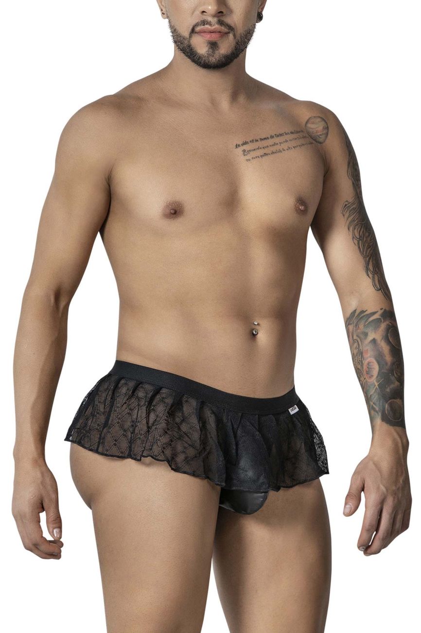 CandyMan 99901 Geometric Mesh Thongs Color Black