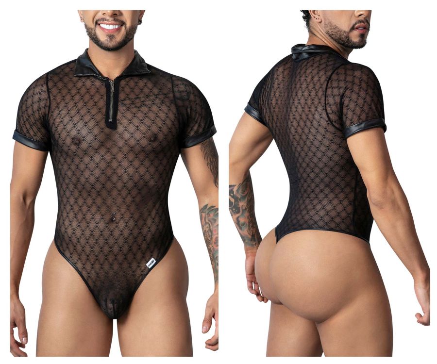 CandyMan 99902 Geometric Mesh Bodysuit Color Black