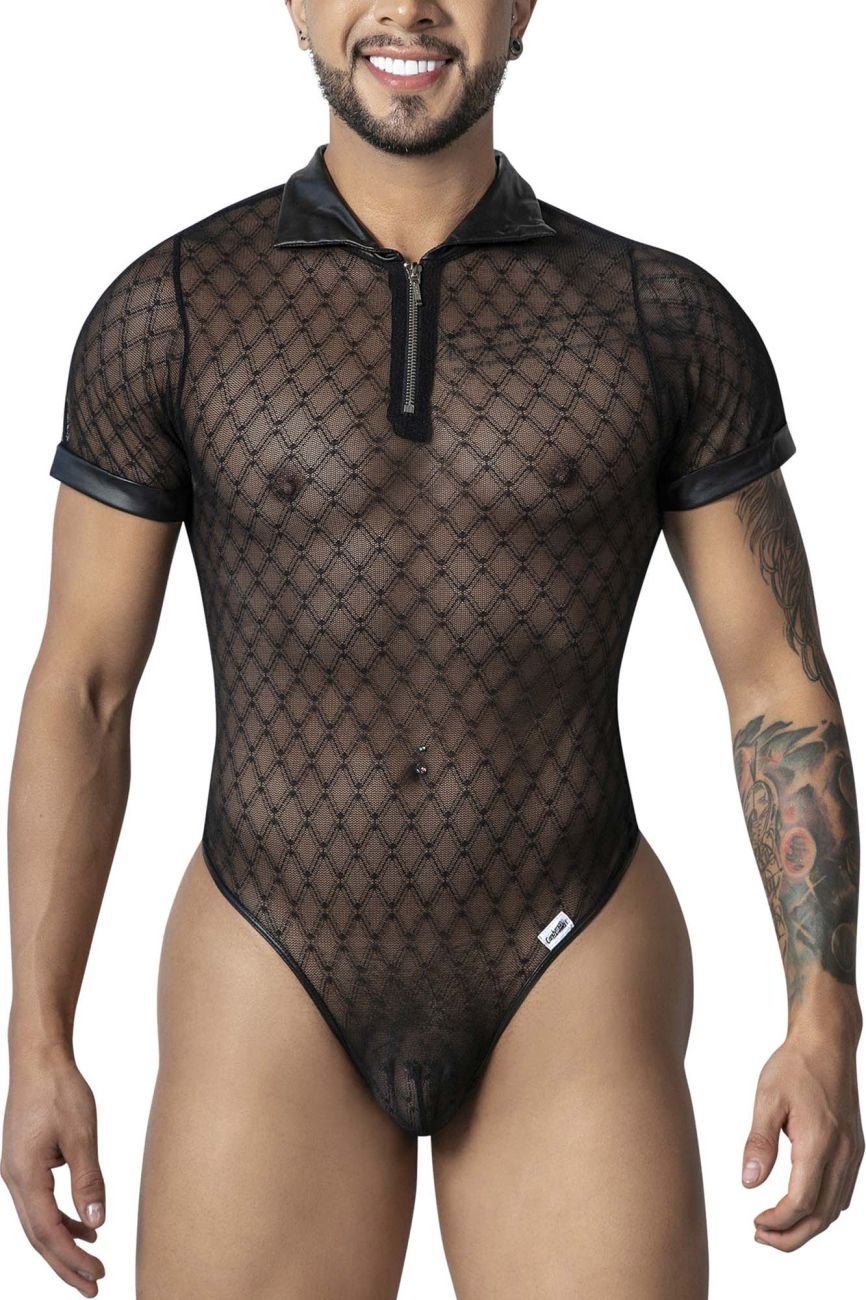 CandyMan 99902 Geometric Mesh Bodysuit Color Black