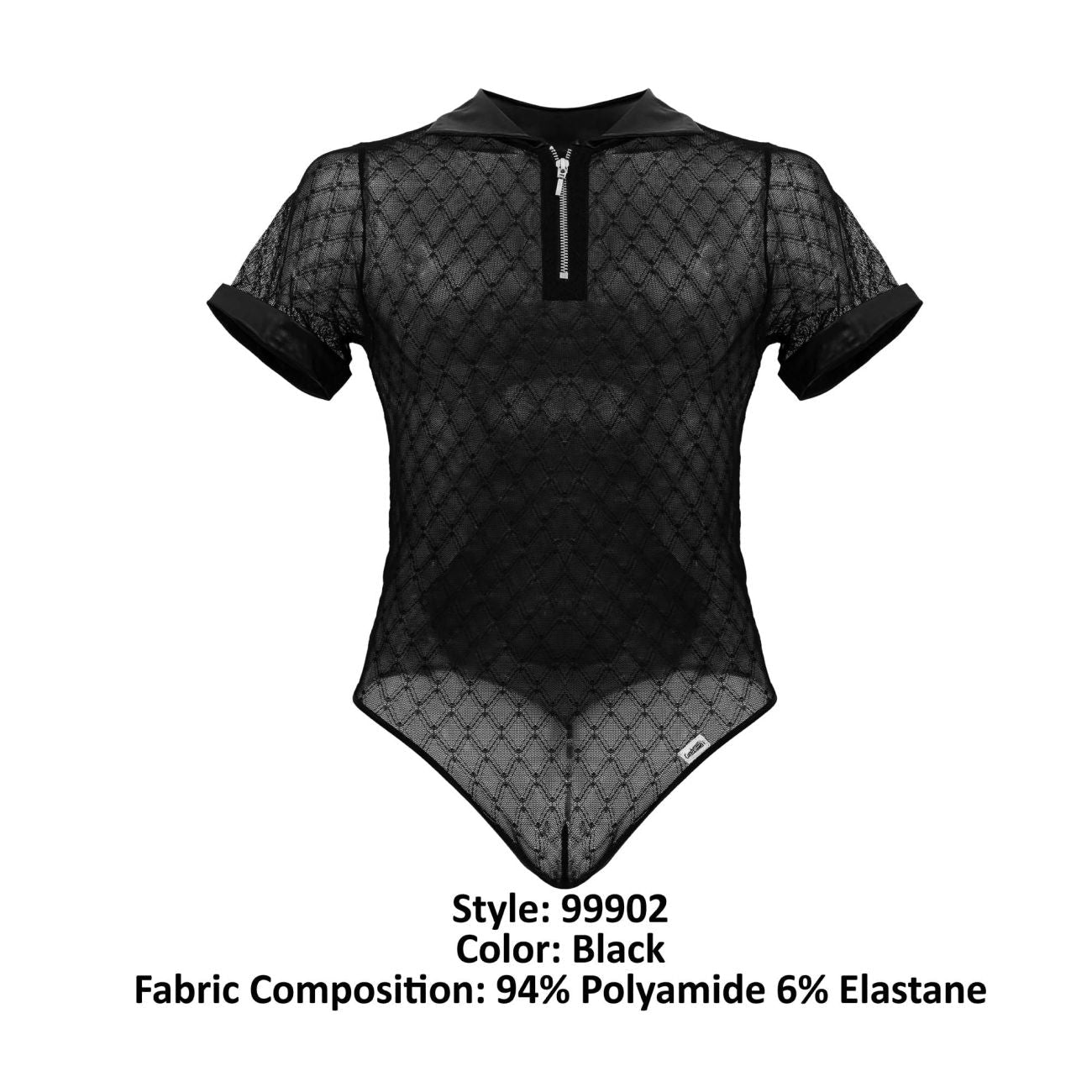 CandyMan 99902 Geometric Mesh Bodysuit Color Black