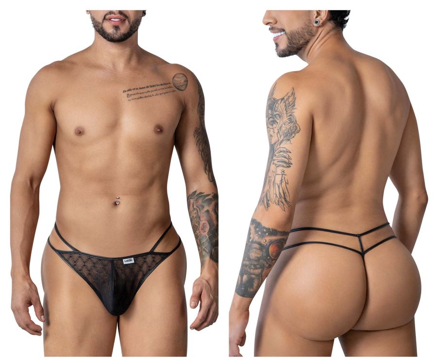 CandyMan 99903 Geometric Mesh Thongs Color Black