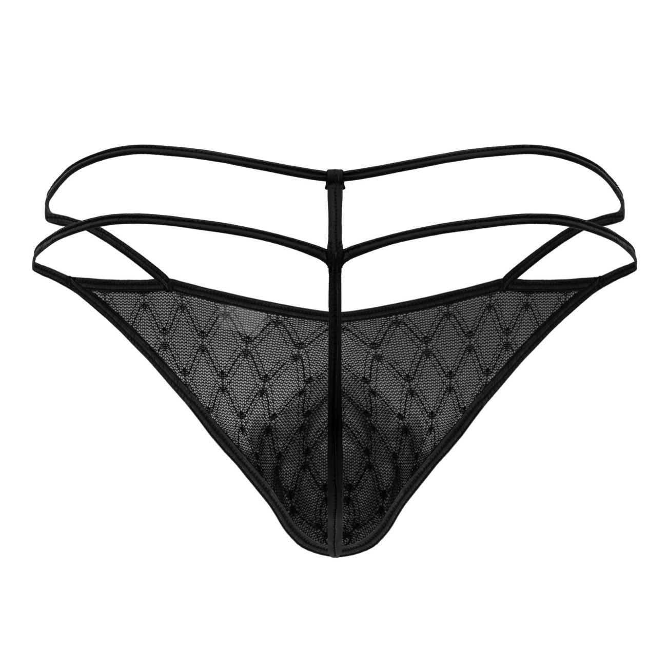 CandyMan 99903 Geometric Mesh Thongs Color Black