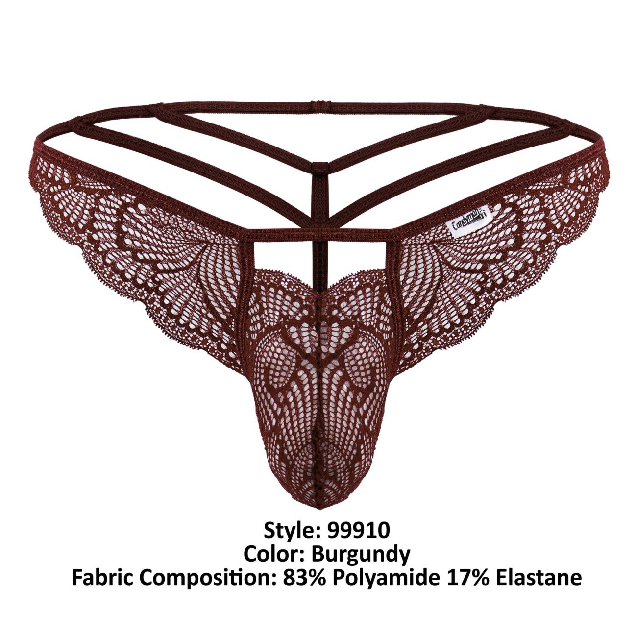 CandyMan 99910 Lace Thongs Color Burgundy