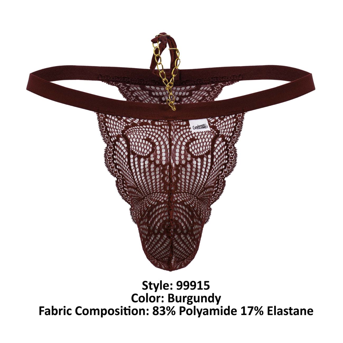 CandyMan 99915 Lace Thongs Color Burgundy