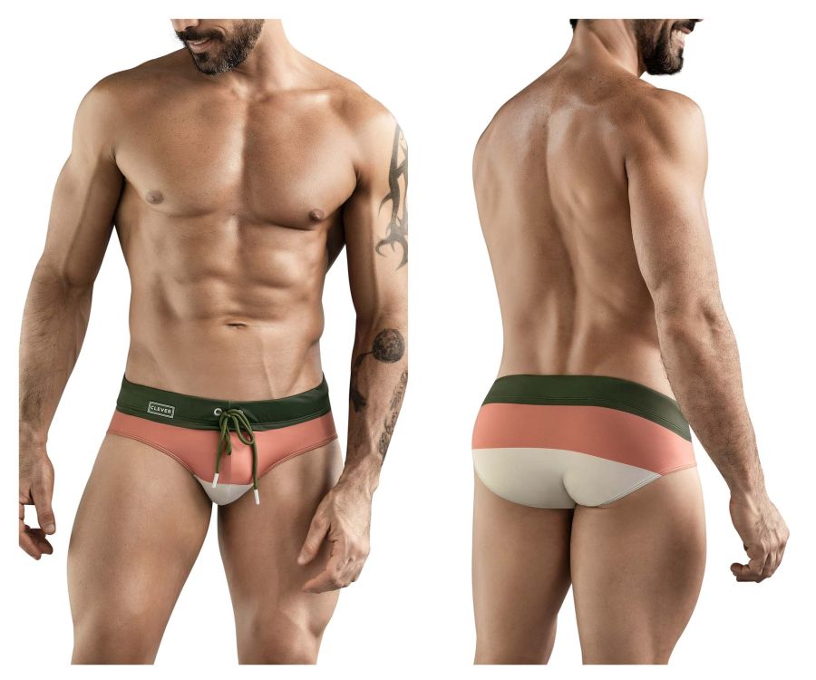 Clever 1802 Wave Swim Briefs Color Green