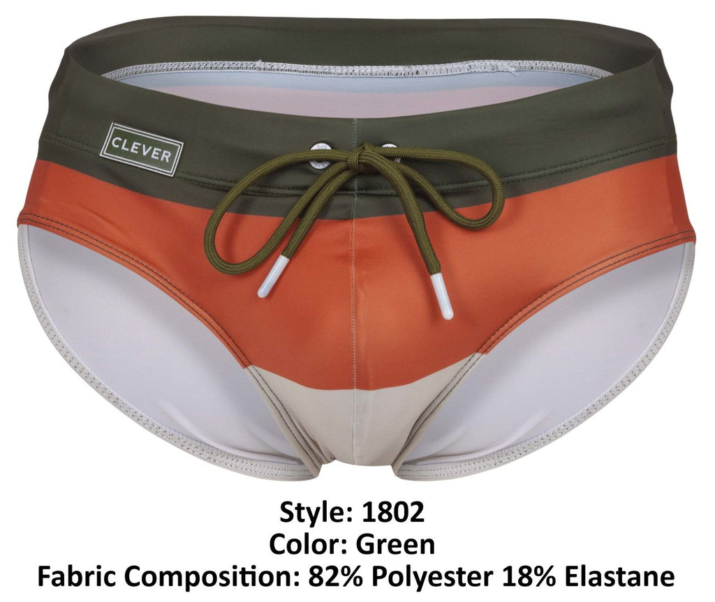 Clever 1802 Wave Swim Briefs Color Green