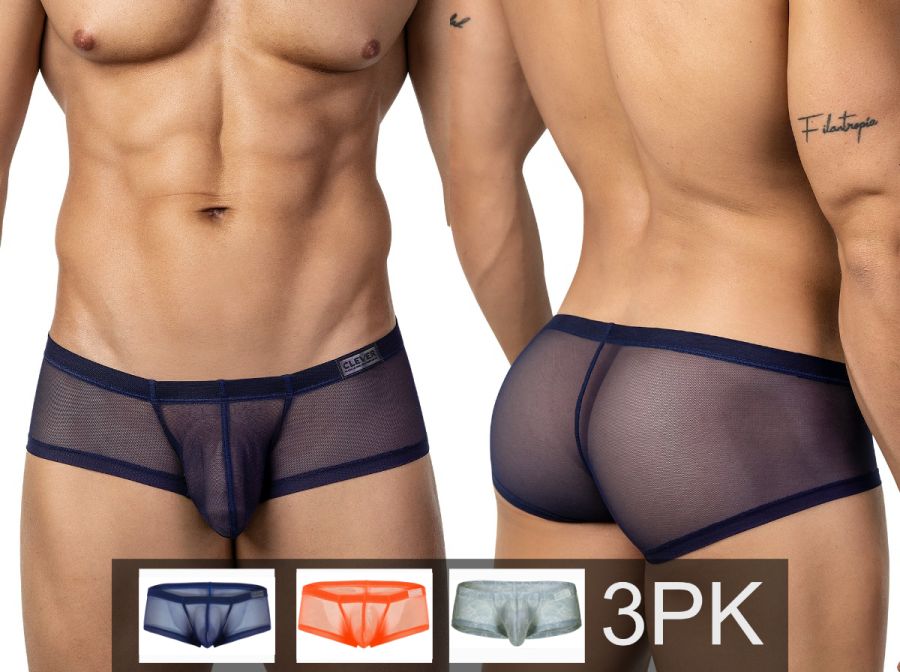 Clever Moda Men's Underwear 26067 3PK Australian Latin Trunks Color Multi-colored Mesh