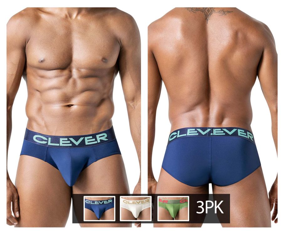 Clever 519968 3PK Australian Latin Briefs Color Beige-Blue-Green