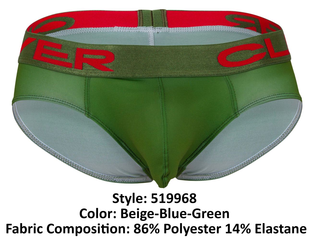 Clever 519968 3PK Australian Latin Briefs Color Beige-Blue-Green