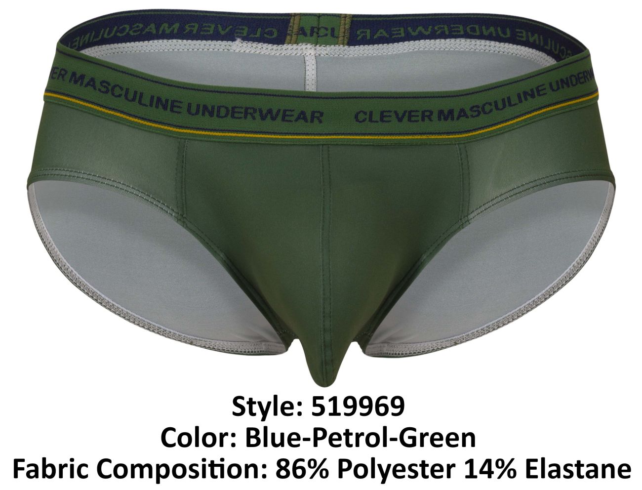 Clever 519969 3PK Australian Latin Briefs Color Blue-Petrol-Green